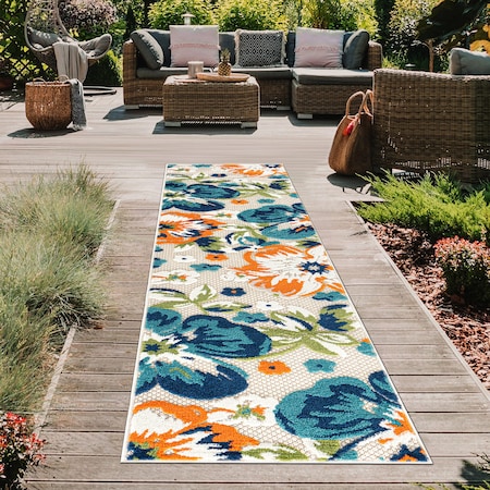World Rug Gallery Geometric Bohemian Indoor/Outdoor Runner Rug 2'x7' Multi Runner Rug 5566MULTI2X7